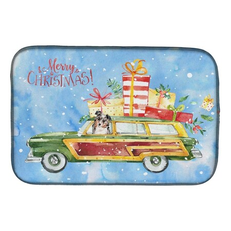 Carolines Treasures Merry Christmas Australian Shepherd Dish Drying Mat CK2434DDM